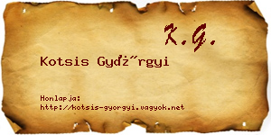 Kotsis Györgyi névjegykártya